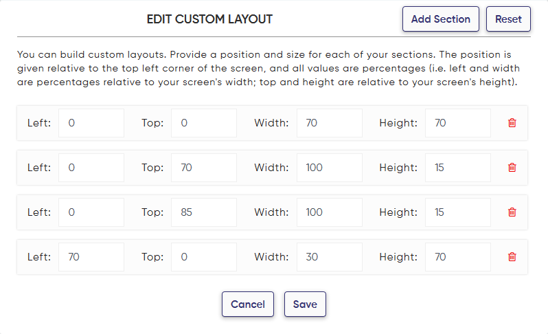 four zone tv screen digital signage setting