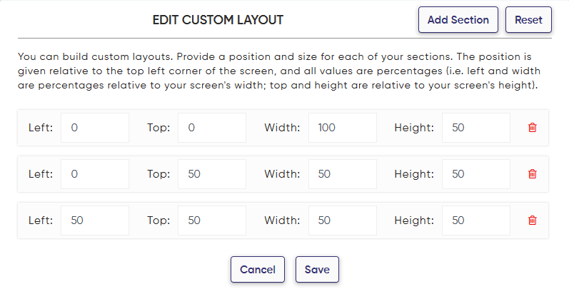 three section digital signage setting