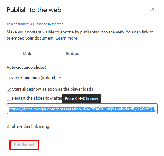 publish google slide