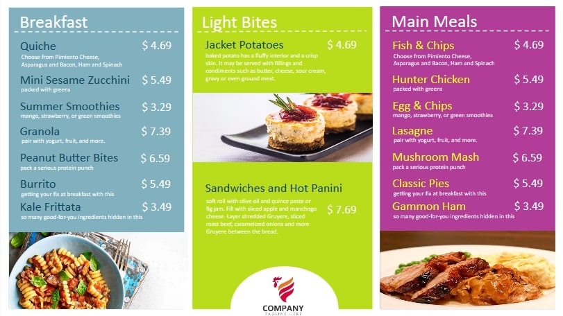 cafe menu to run on digital signage