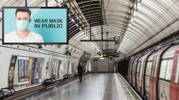 corona updates in public place with digital signage