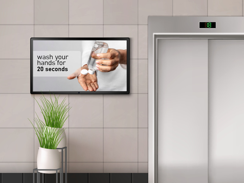 corporate digital signage use for covid19