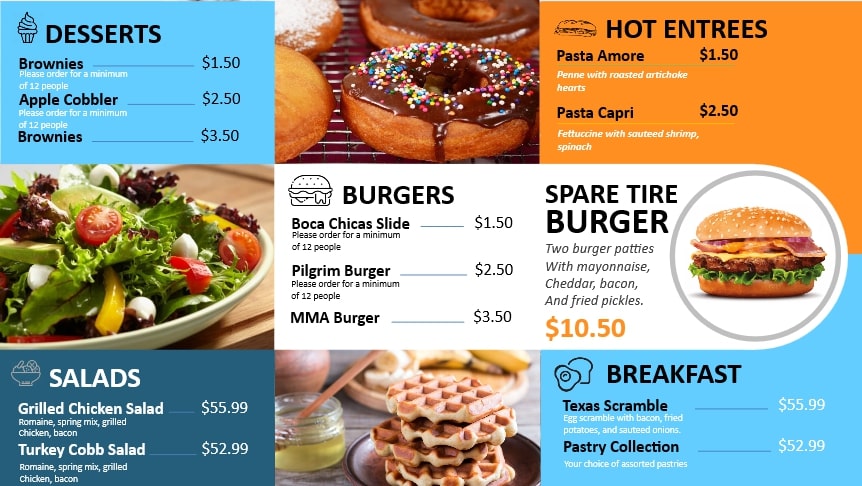 dessert menu signage