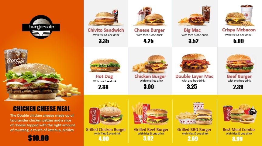 fast food menu template