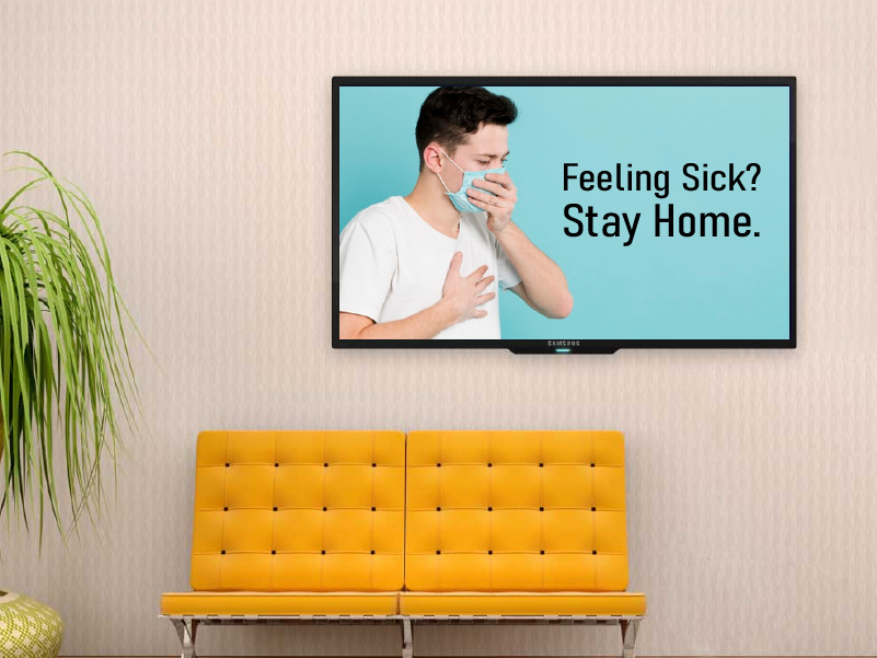 healthcare digital signage use for corona