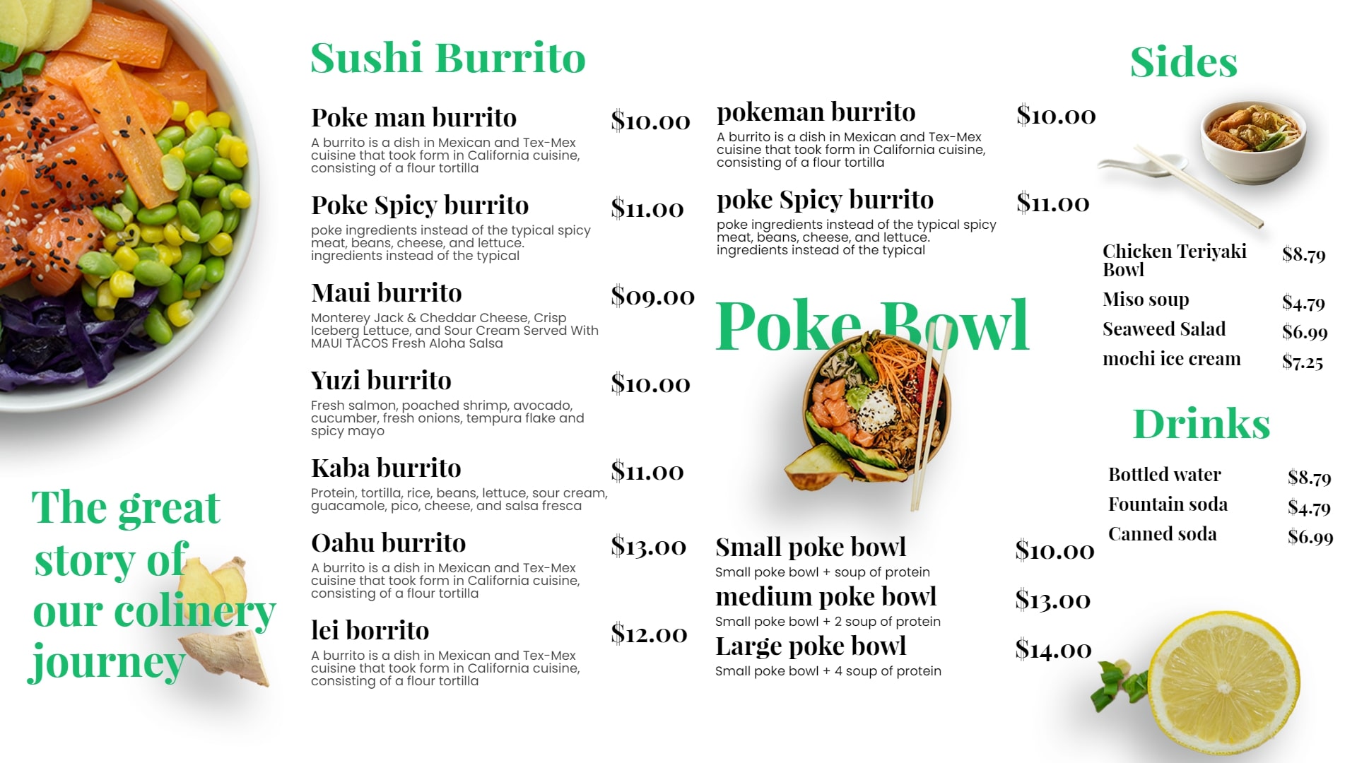 poke tv menu boards design