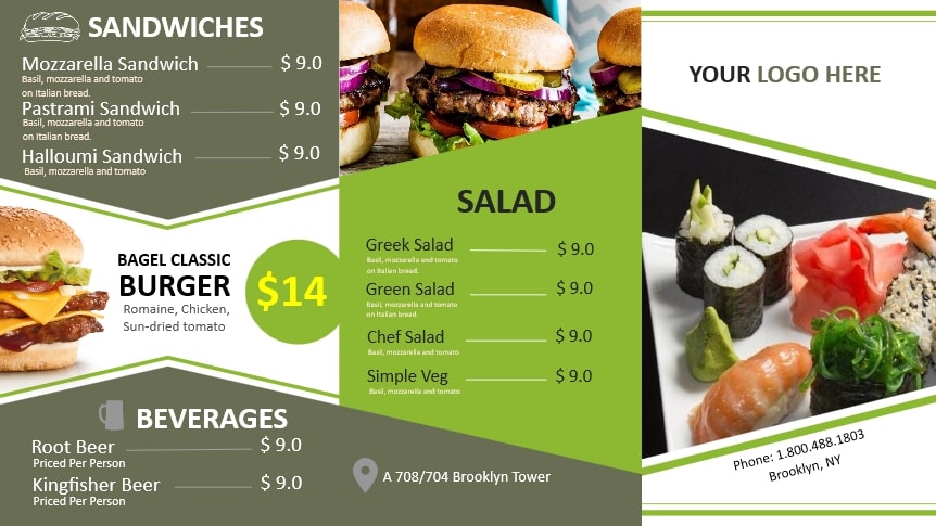 sandwich restaurant menu