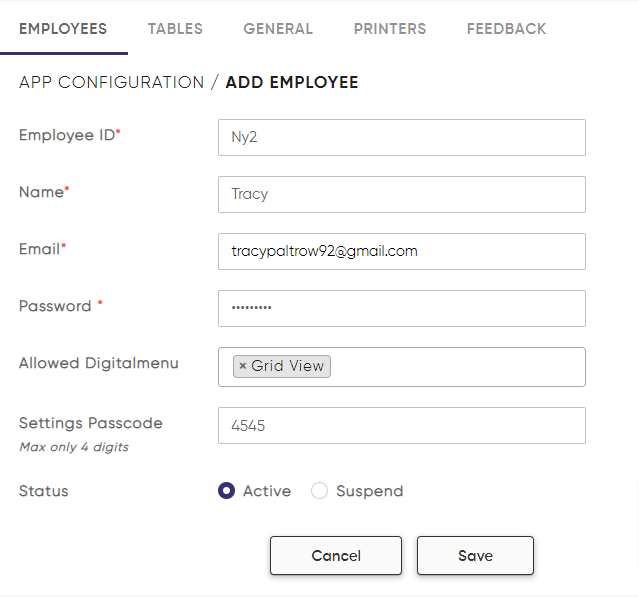 add employee to see menu orders