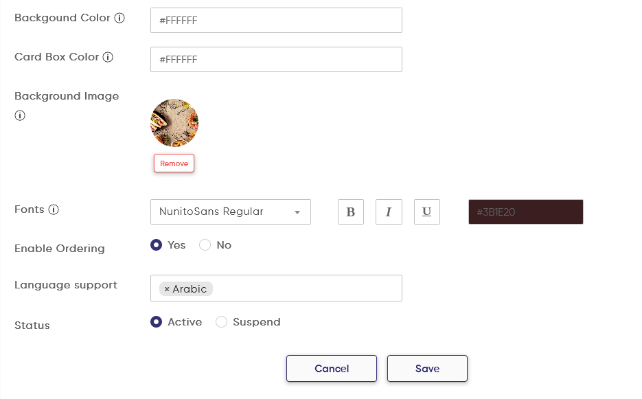 background configuration