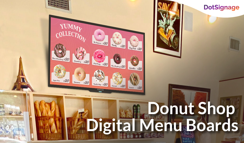 digital menu boards for donut shop