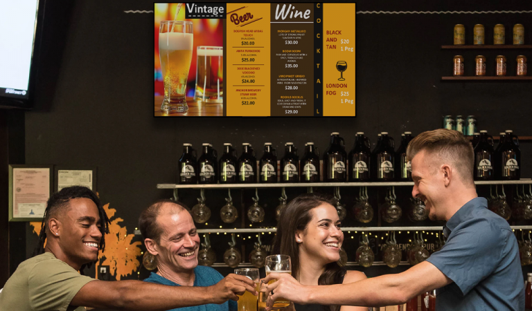 show your wine menu on tv screen