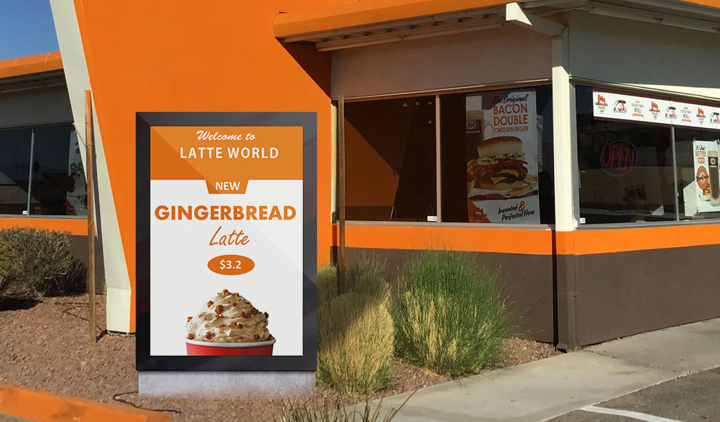 welcome screen display in drive thru