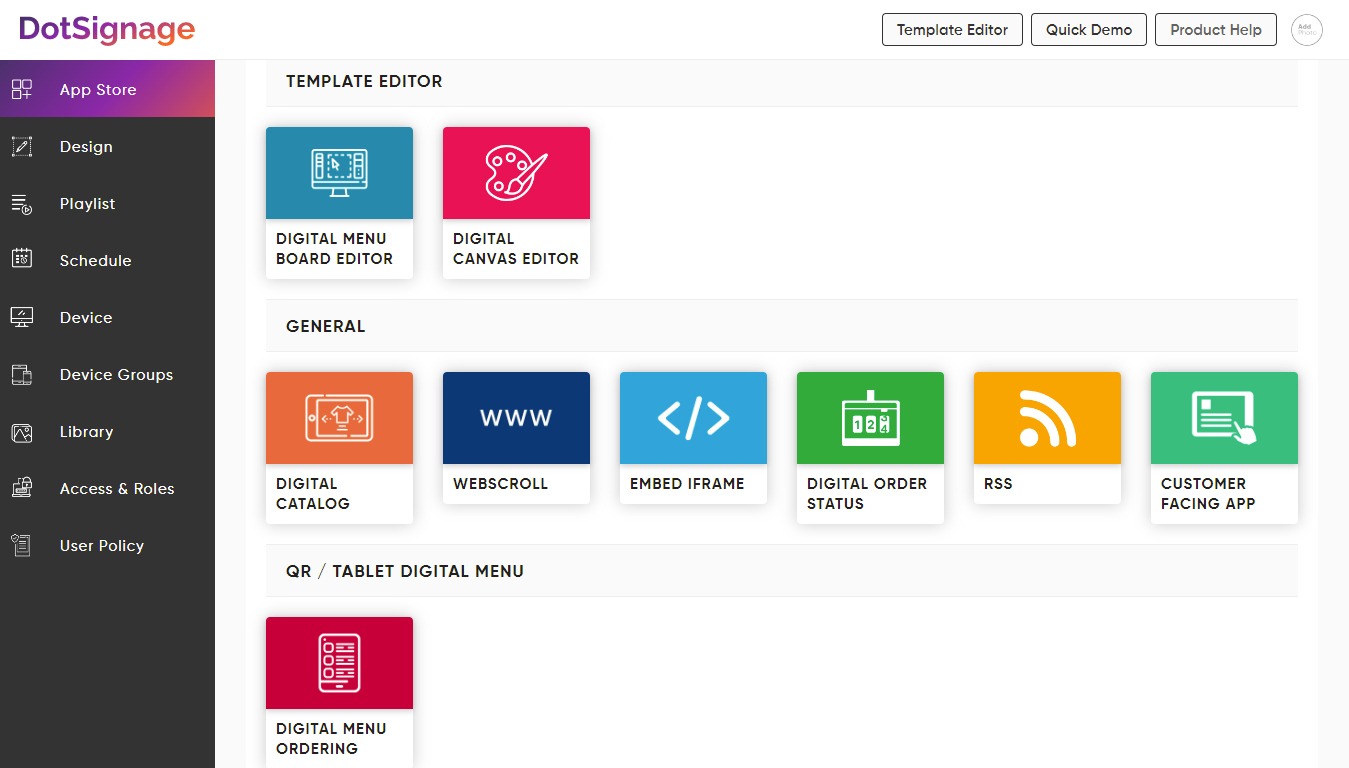 dotsignage digital signage apps