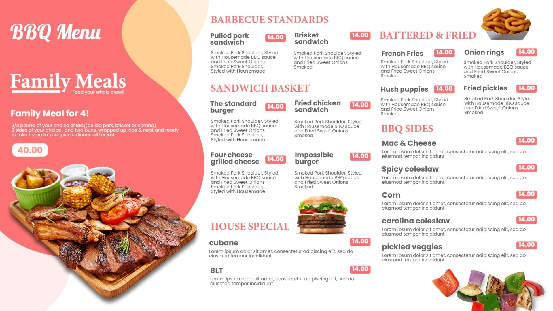 family meals offer promotion menu