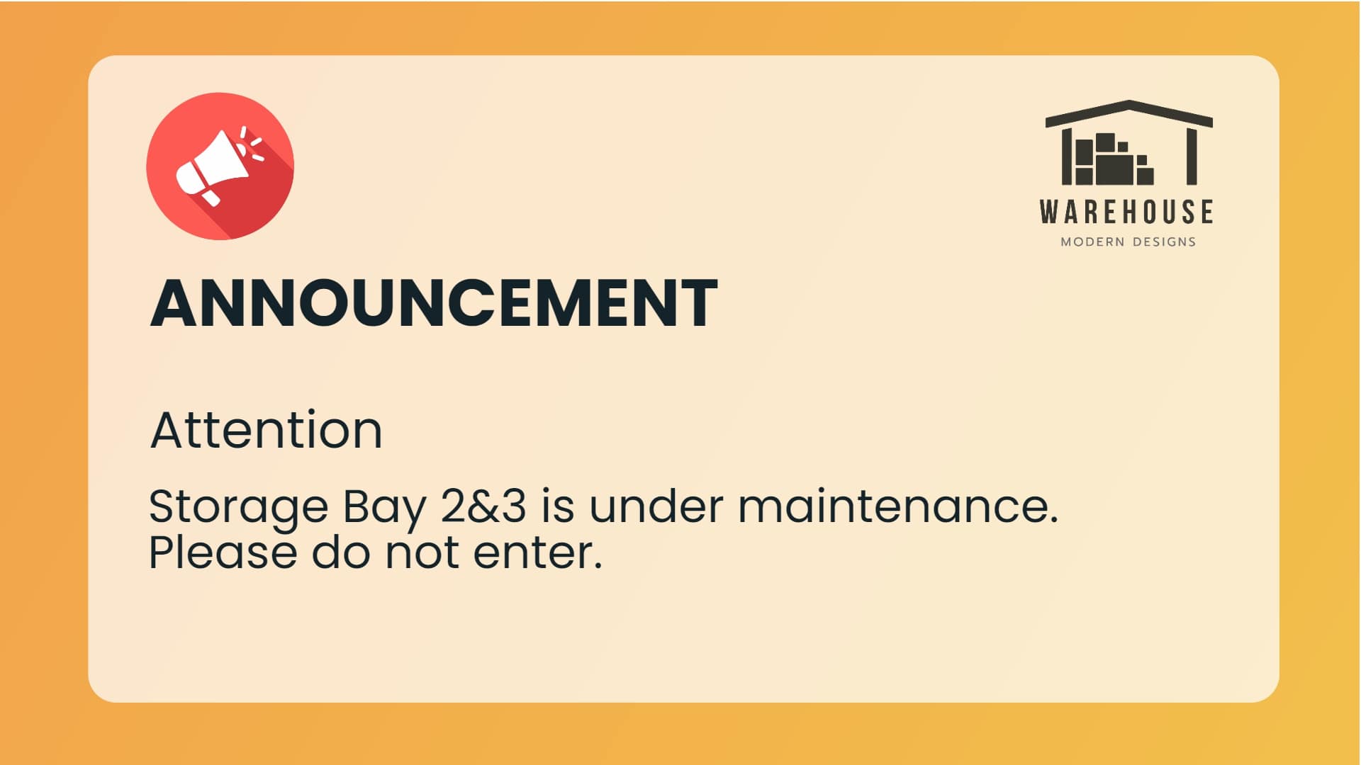 warehouse message announcement