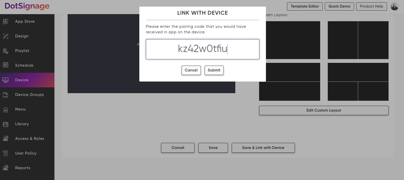 add your pairing code in system