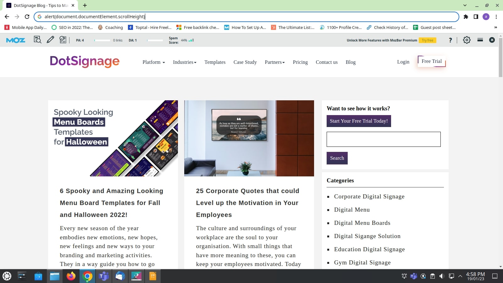 website for digital signage