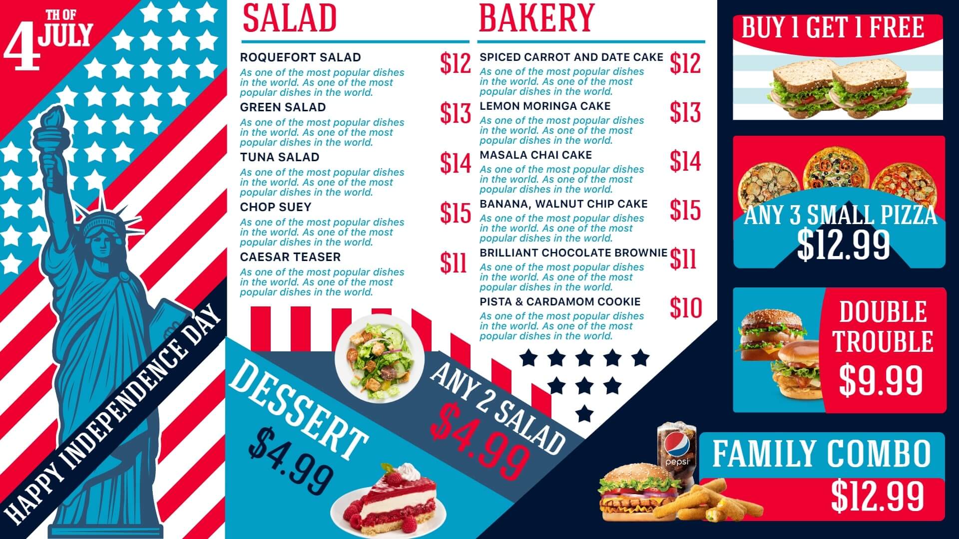 4th of july menu board template