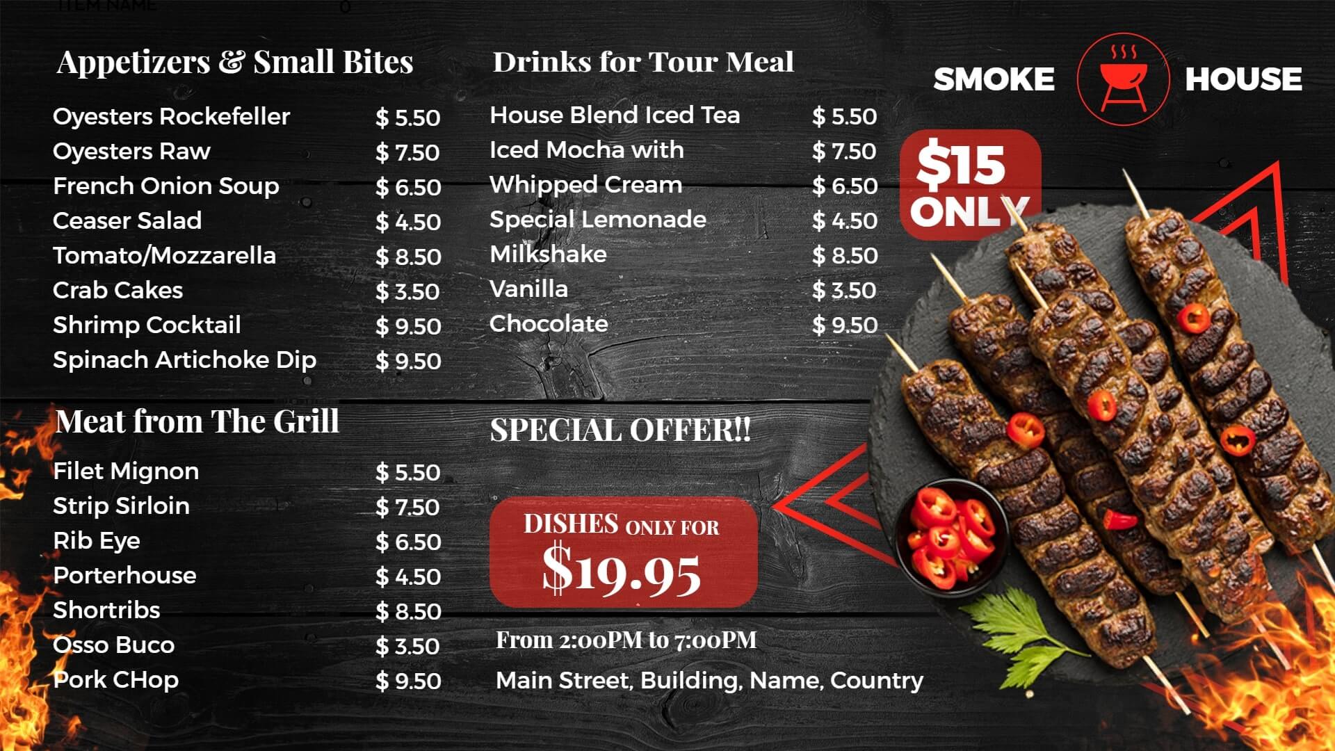 bbq restaurant menu board design