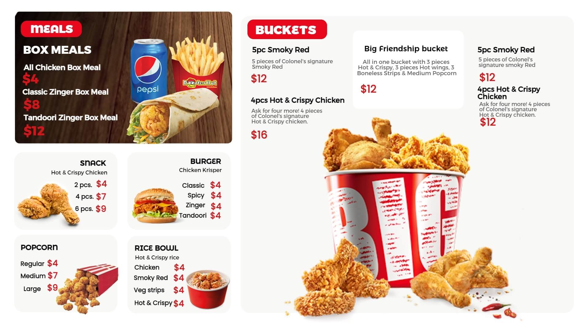 chicken combo display menu
