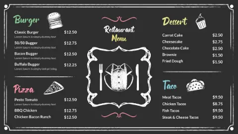 chalkboard restaurant menu
