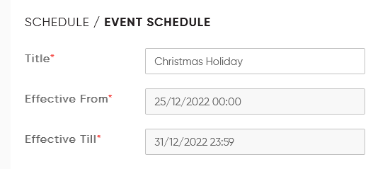 event based schedule