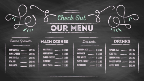 special chalkboard menu template design