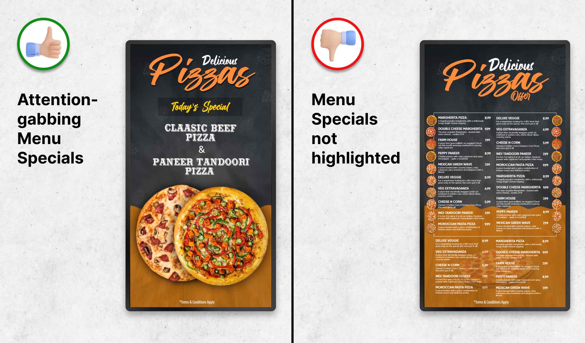 promote restaurant special offer on tv screen menu