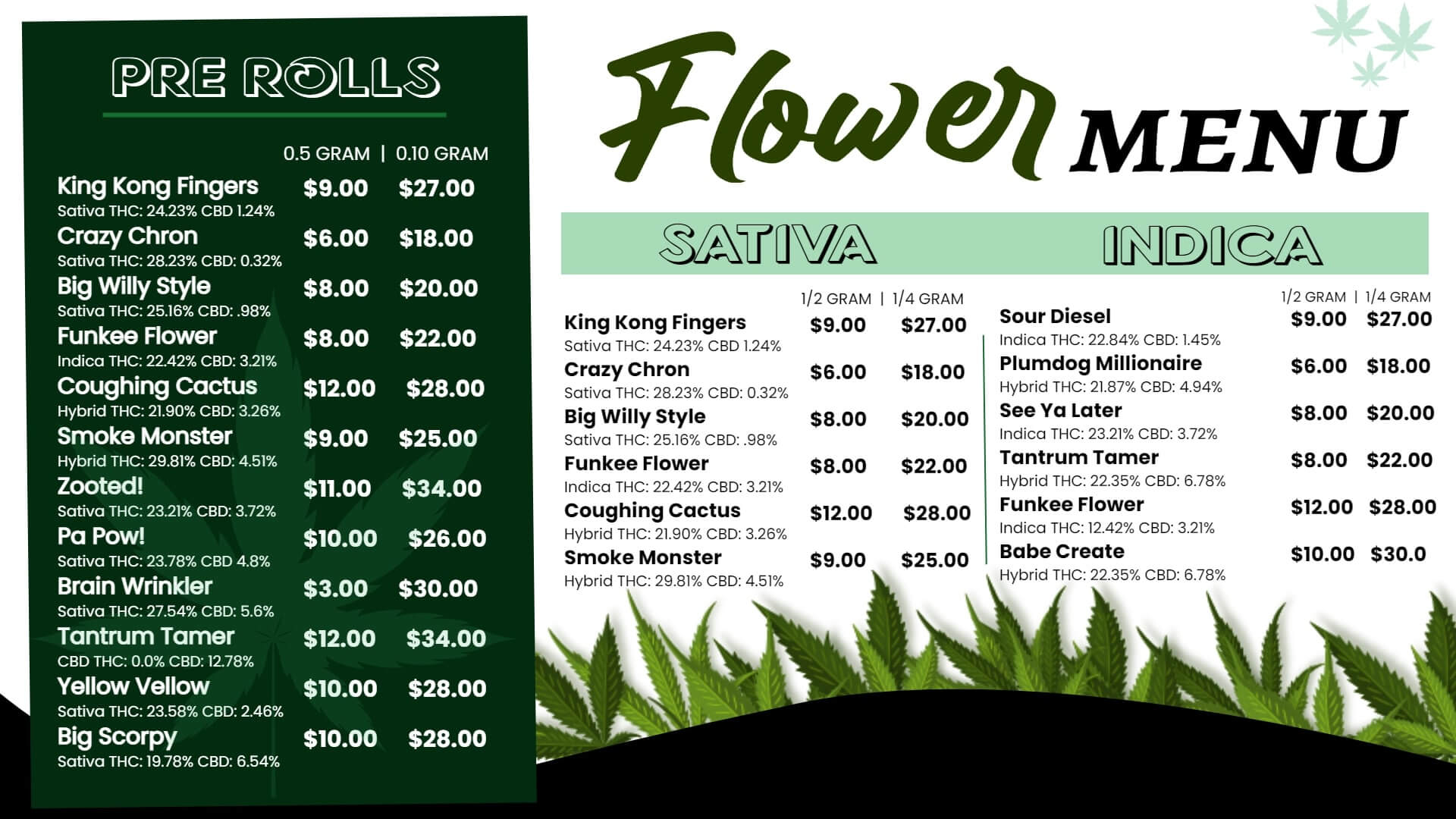 california cannabis store menu templates