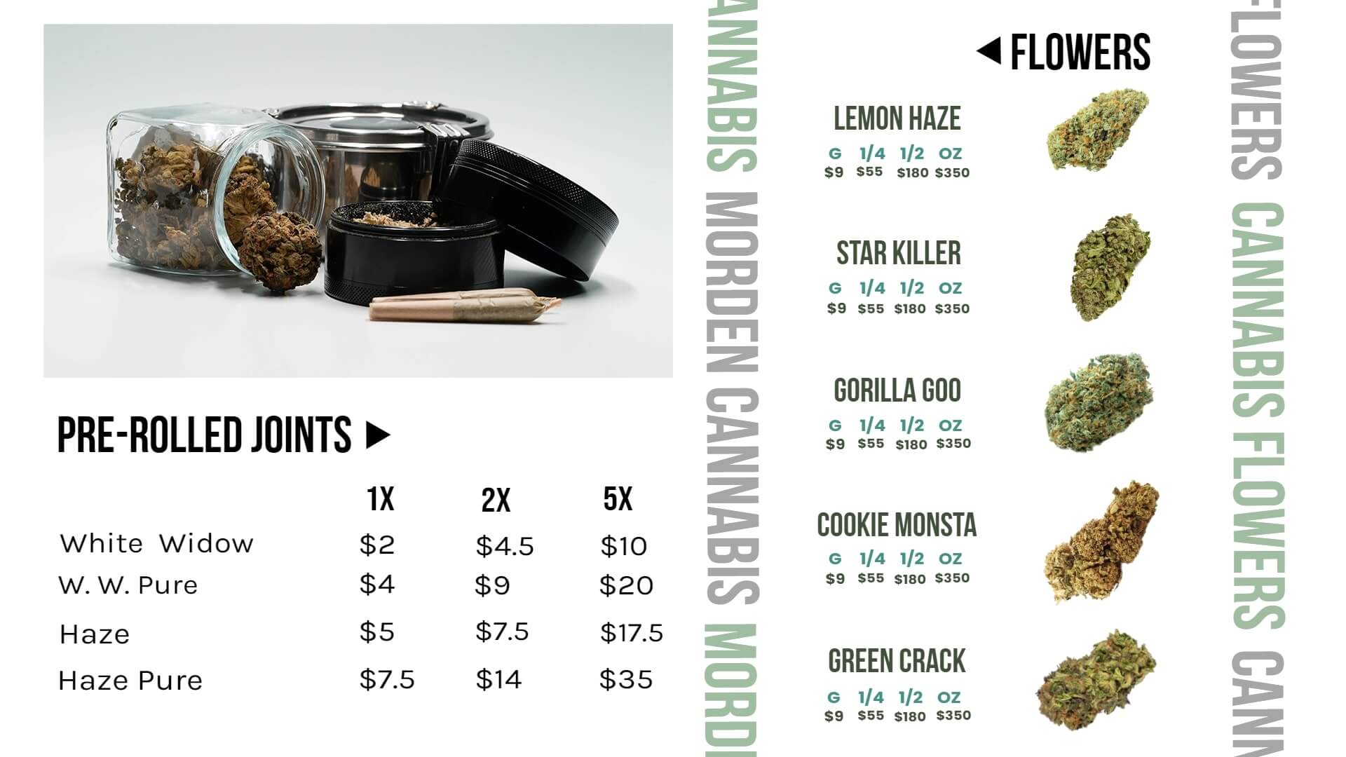 cannabis tv screen menu display