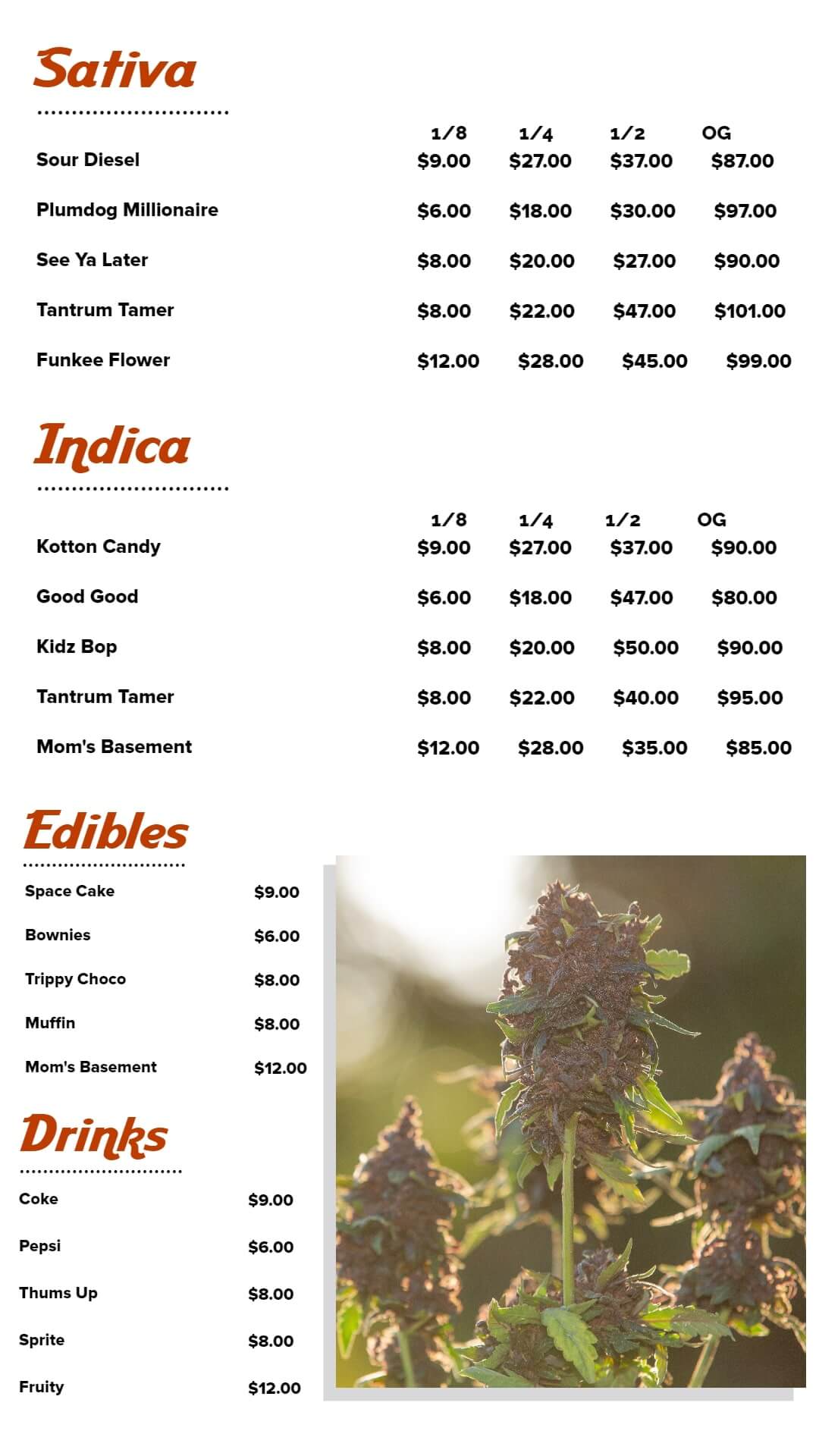 dispensary menu templates
