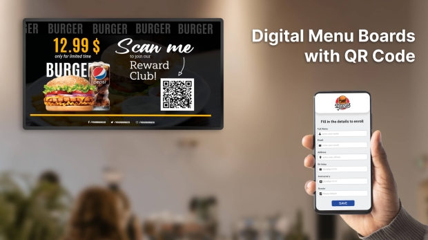 add qr code to digital menu boards