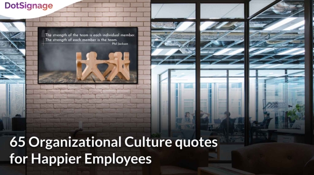 display company culture quote on corporate tv screen