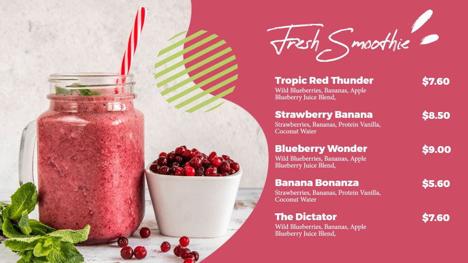 short food item name menu board template