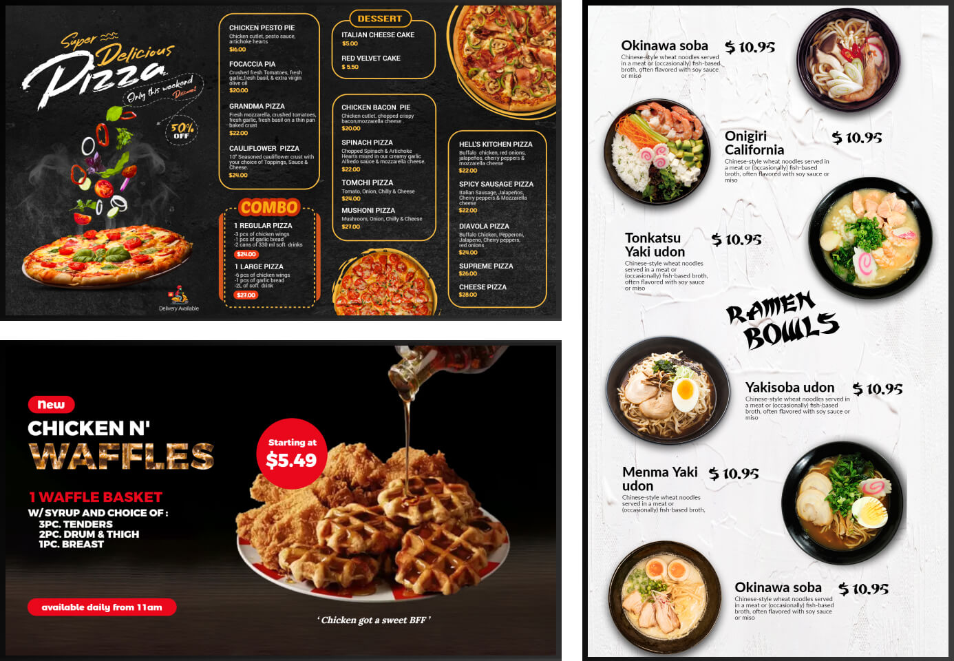 eye catching digital menu boards templates