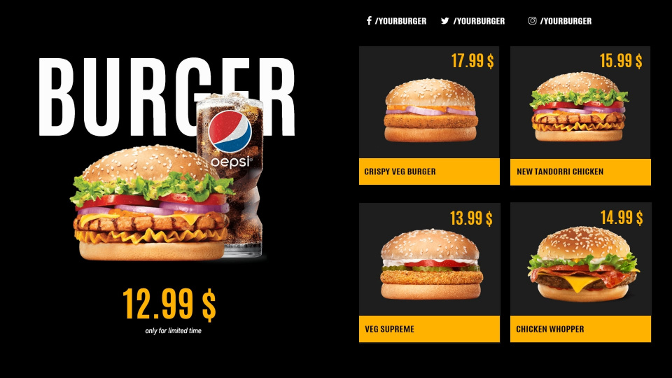 burger digital menu board free