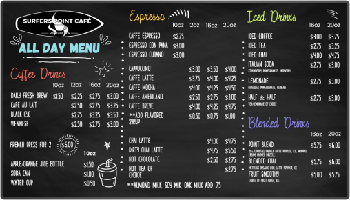 coffee menu boards 2