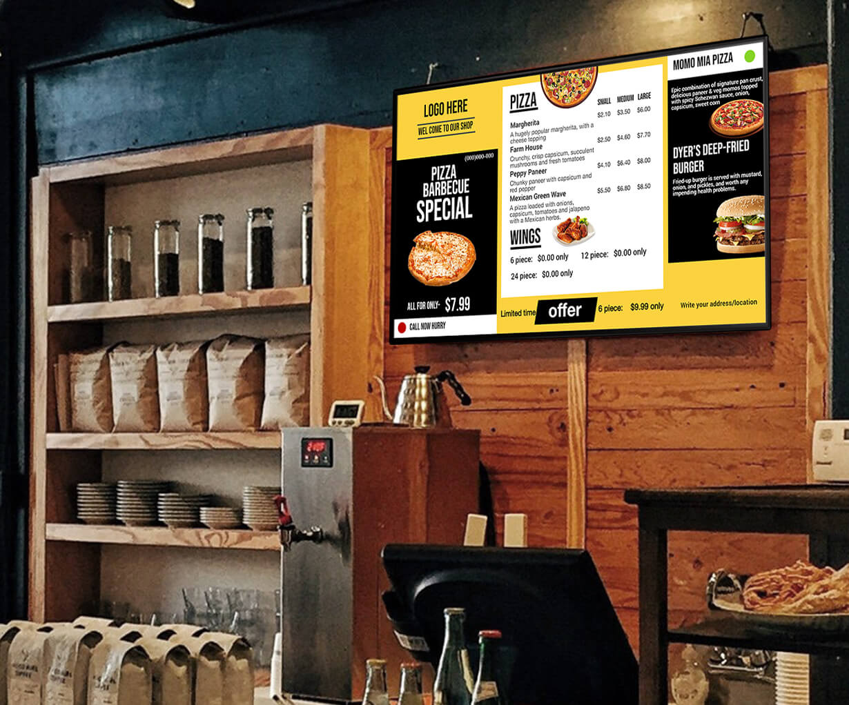 pizza menu boards template editor