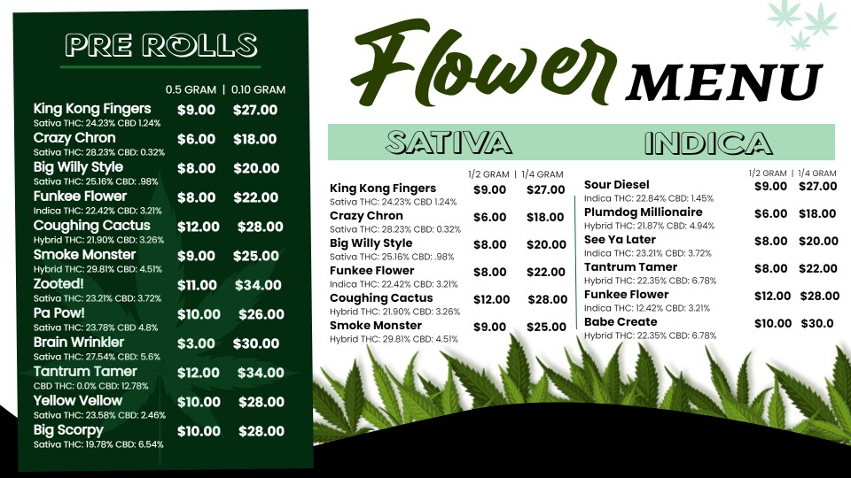 cannabis digital signage menu templates