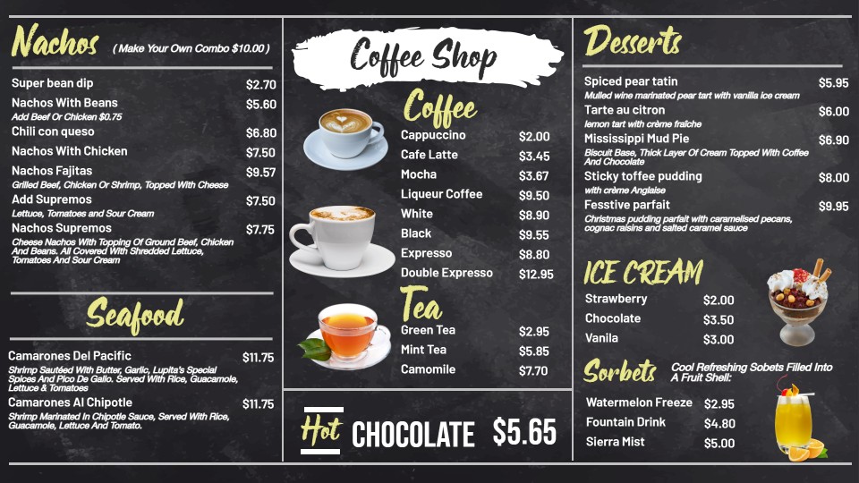 chalkboard coffee menu templates