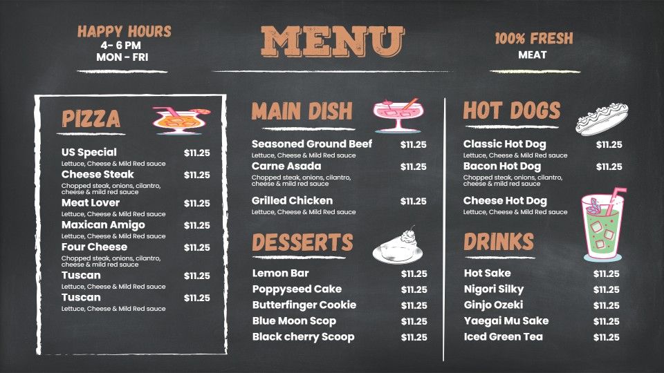 chalkboard menu board templates
