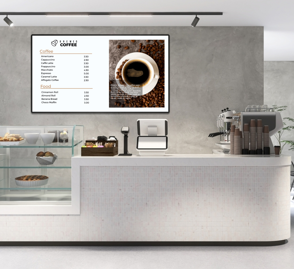 coffee shop digital signage template idea