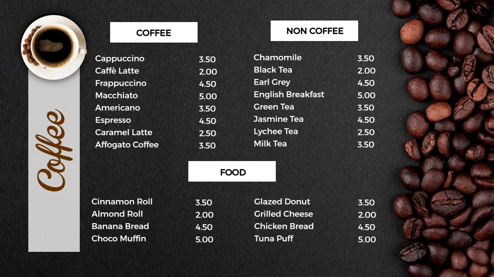 digital chalkboard coffee menu templates