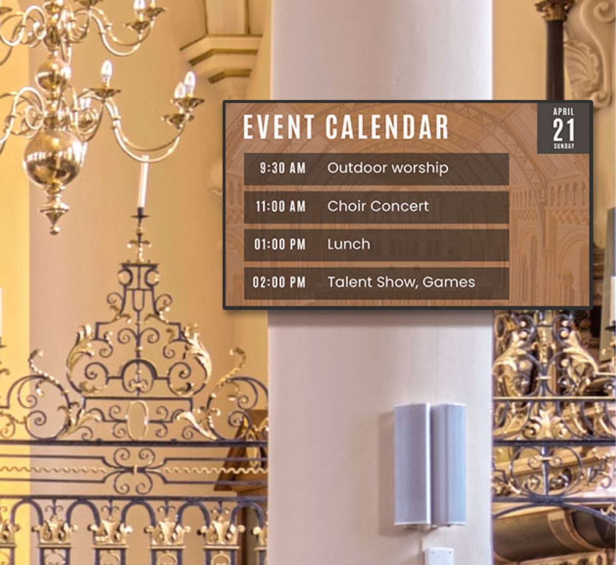 digital signage for church event calendar