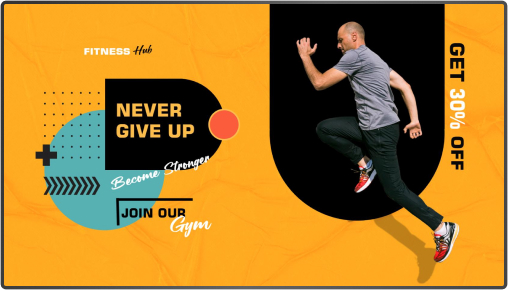 gym offer promotion on digital tv screen