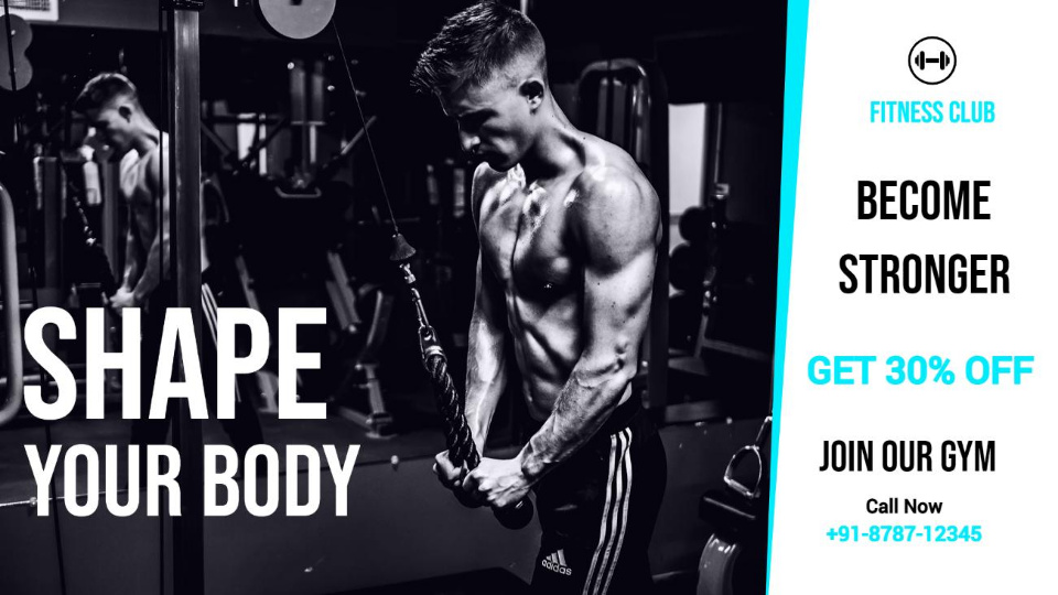 gym offer promotion with quote on tv screen