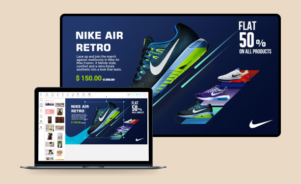 how retail digital signage template editor work