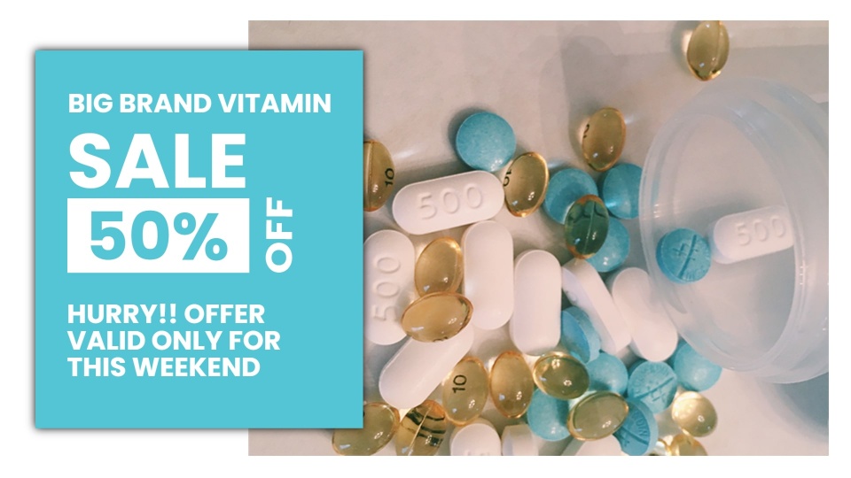 medicine offer promotion on medical store TV screen