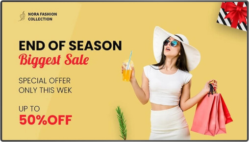 promote retail sale on digital signage