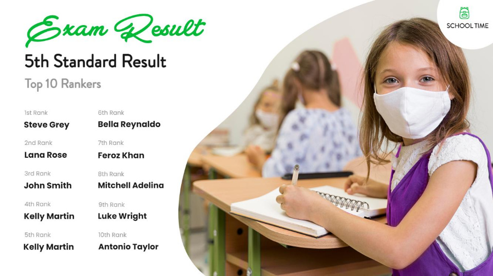 template for announce exam result on digital signage